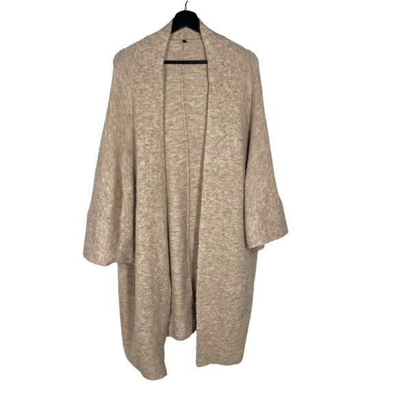 Marla Wynne Tan Kimono Wool Blend Kimono Oversized Open Front Cardigan Medium - Picture 1 of 7